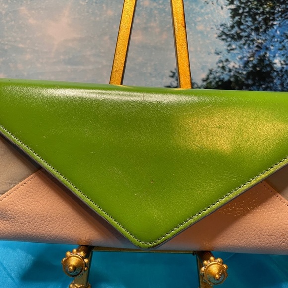 Chloe Color-block Long Wallet VGC Greens and Beige Leather - Picture 2 of 12